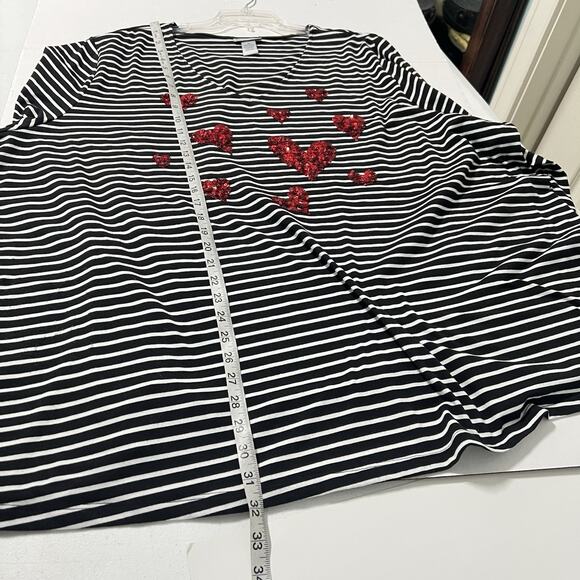 Catherines 4XL Plus Size Top Tunic Striped Heart Sequin Embellished Comfy Casual - Picture 10 of 11